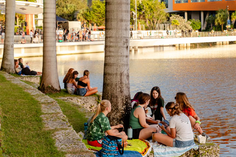 Students on Lake Osceola